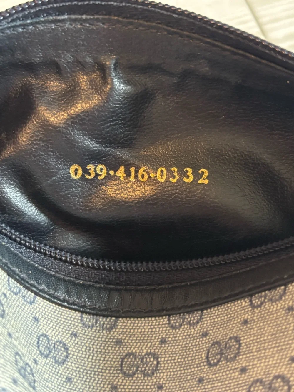 Gucci Navy Blue Vintage Micro GG Canvas Cosmetic Pouch Bag with COA